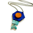 Unique Geometric Pendant Necklace in Blue Yellow