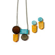 Unique Geometric Jewelry Set in Baby Blue, Peach, Brown & Grey