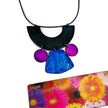 Unique Statement Necklace Handmade & Painted Blue Black Purple