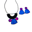 Unique Statement Necklace Handmade & Painted Blue Black Purple