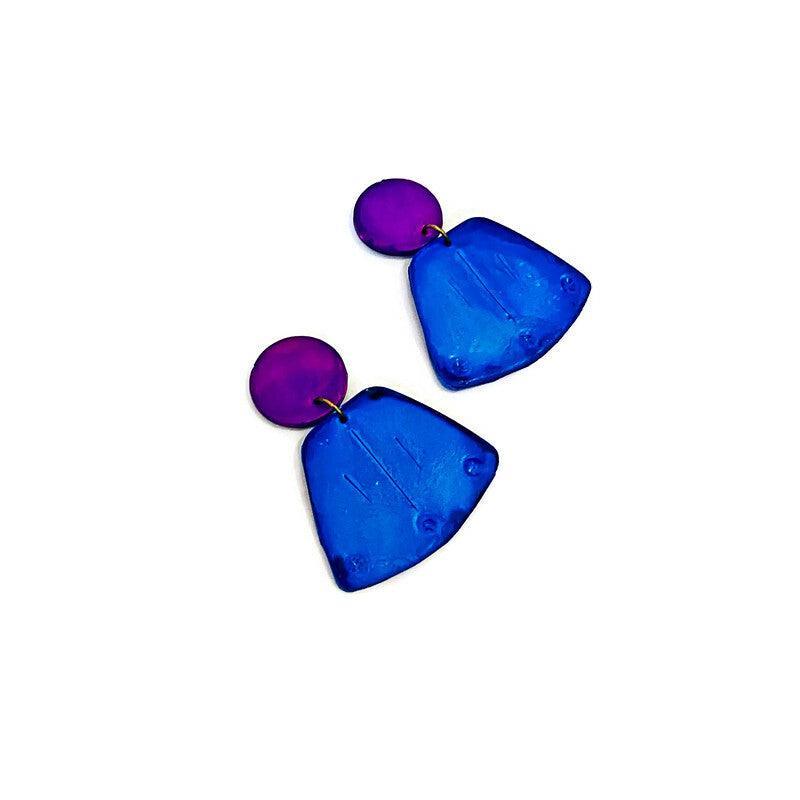 Unique Statement Necklace Handmade & Painted Blue Black Purple