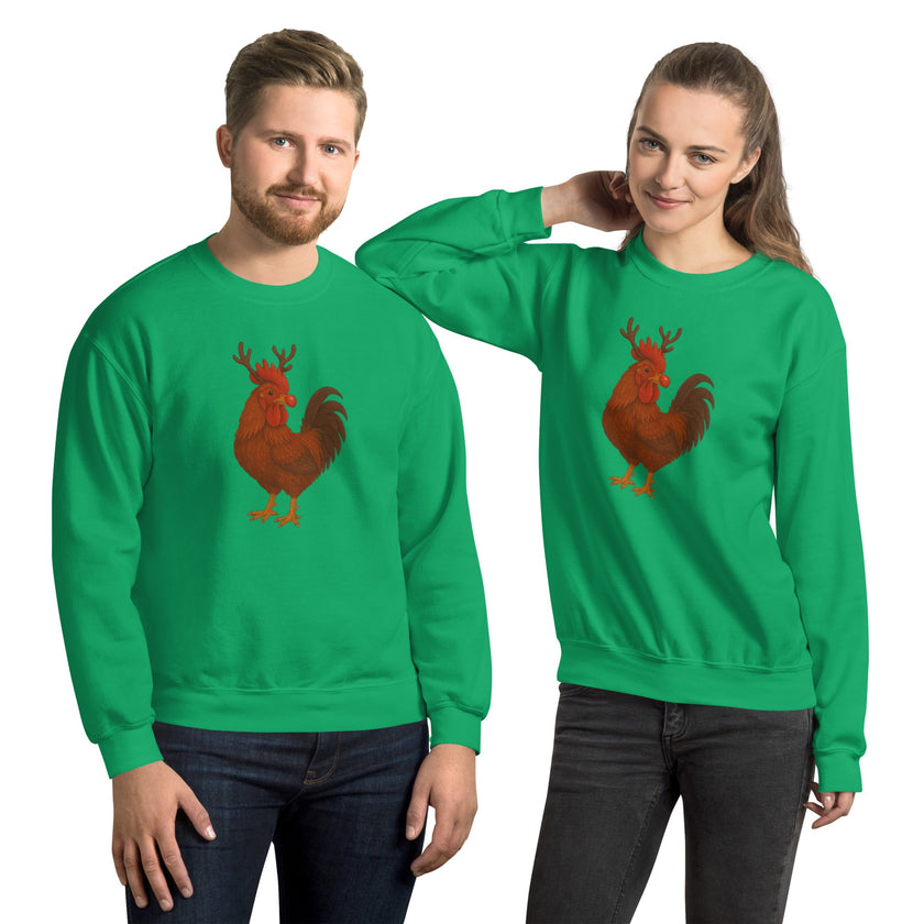 Chickmas Rudolph the Rhode Island Red Rooster Unisex Sweatshirt