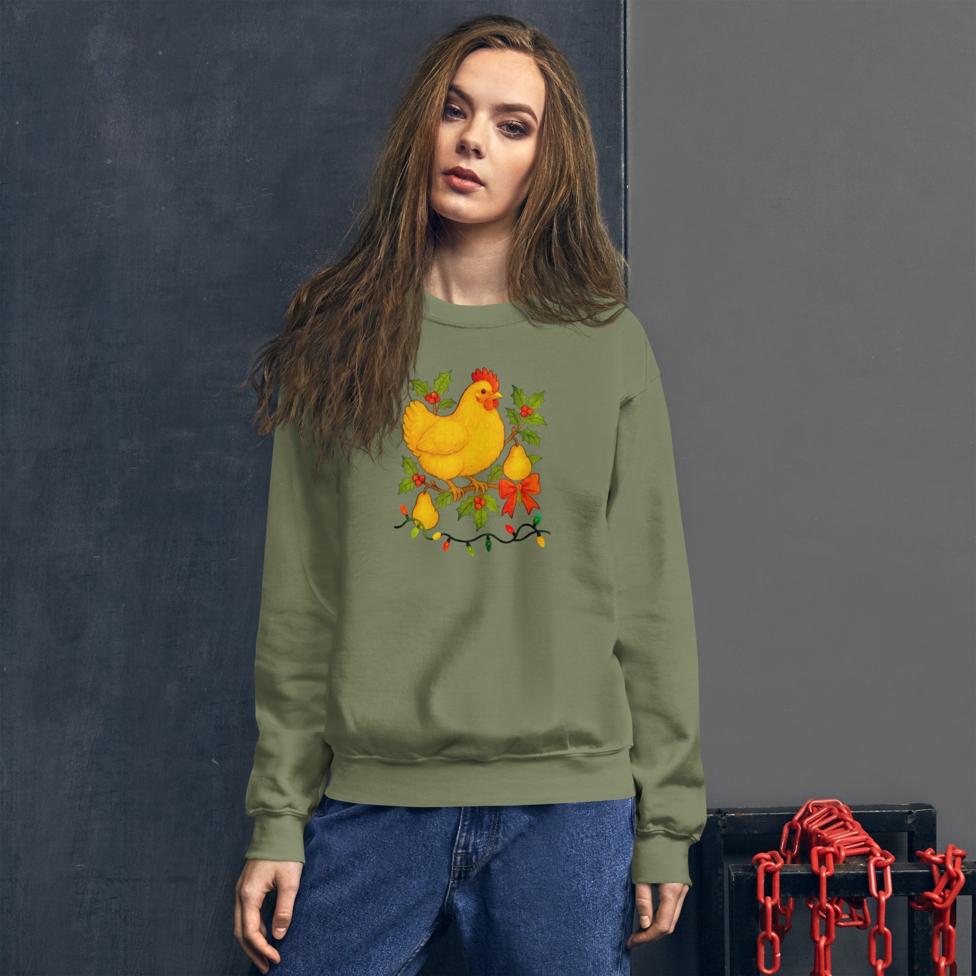 Chickmas Oprington in a Pear Tree Unisex Premium Sweatshirt