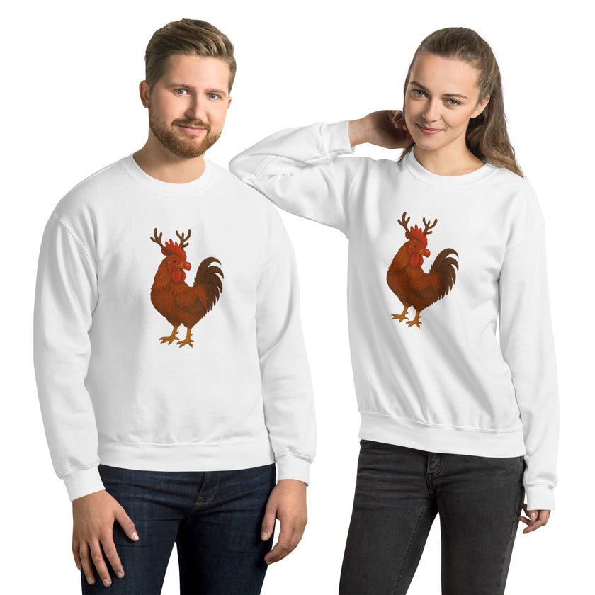 Chickmas Rudolph the Rhode Island Red Rooster Unisex Sweatshirt