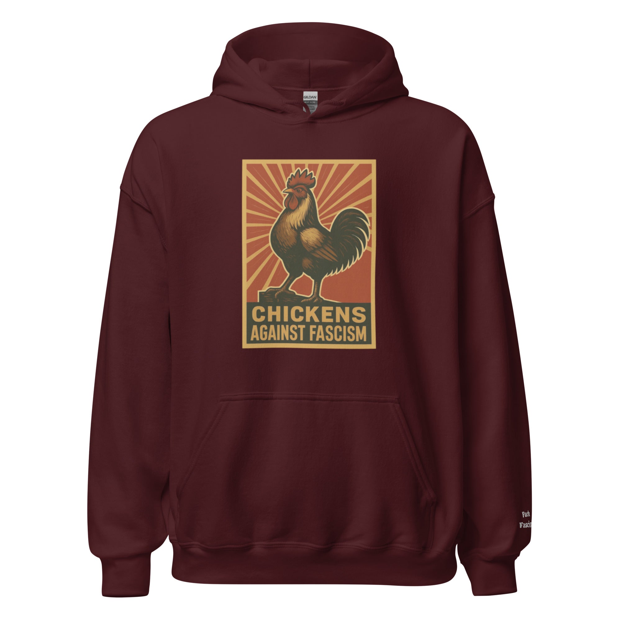Retro Chickens Against Fascism Unisex Bunny Hug (Hoodie)