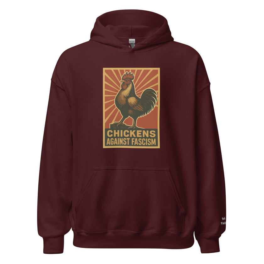 Retro Chickens Against Fascism Unisex Bunny Hug (Hoodie)