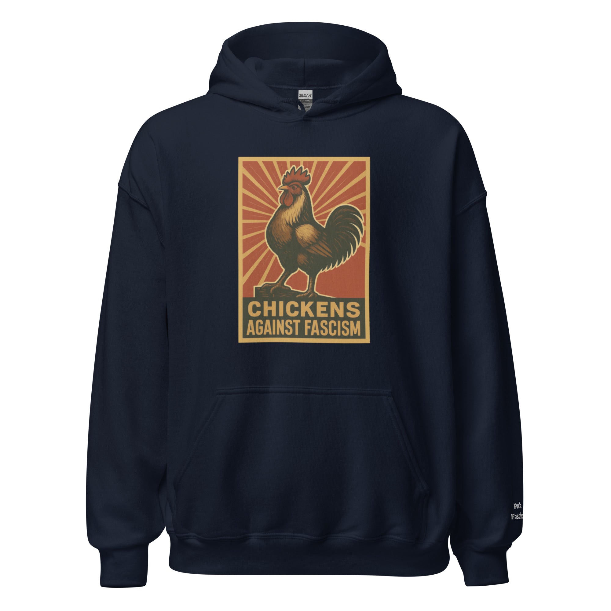 Retro Chickens Against Fascism Unisex Bunny Hug (Hoodie)