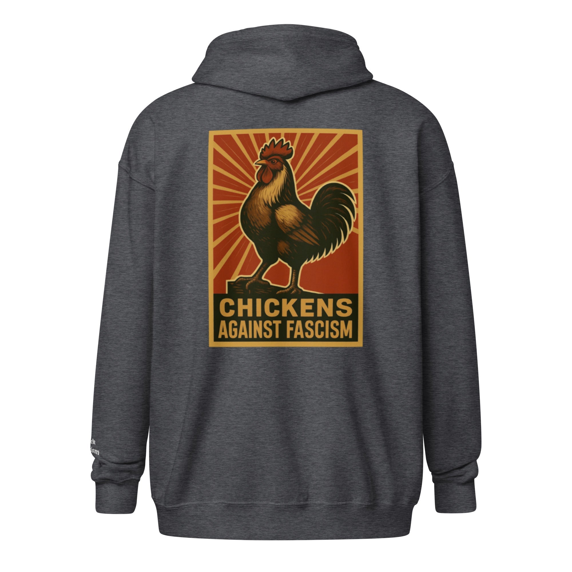 Retro Chickens Against Fascism Unisex heavy blend zip Bunny Hug (Hoodie)