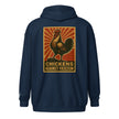 Retro Chickens Against Fascism Unisex heavy blend zip Bunny Hug (Hoodie)