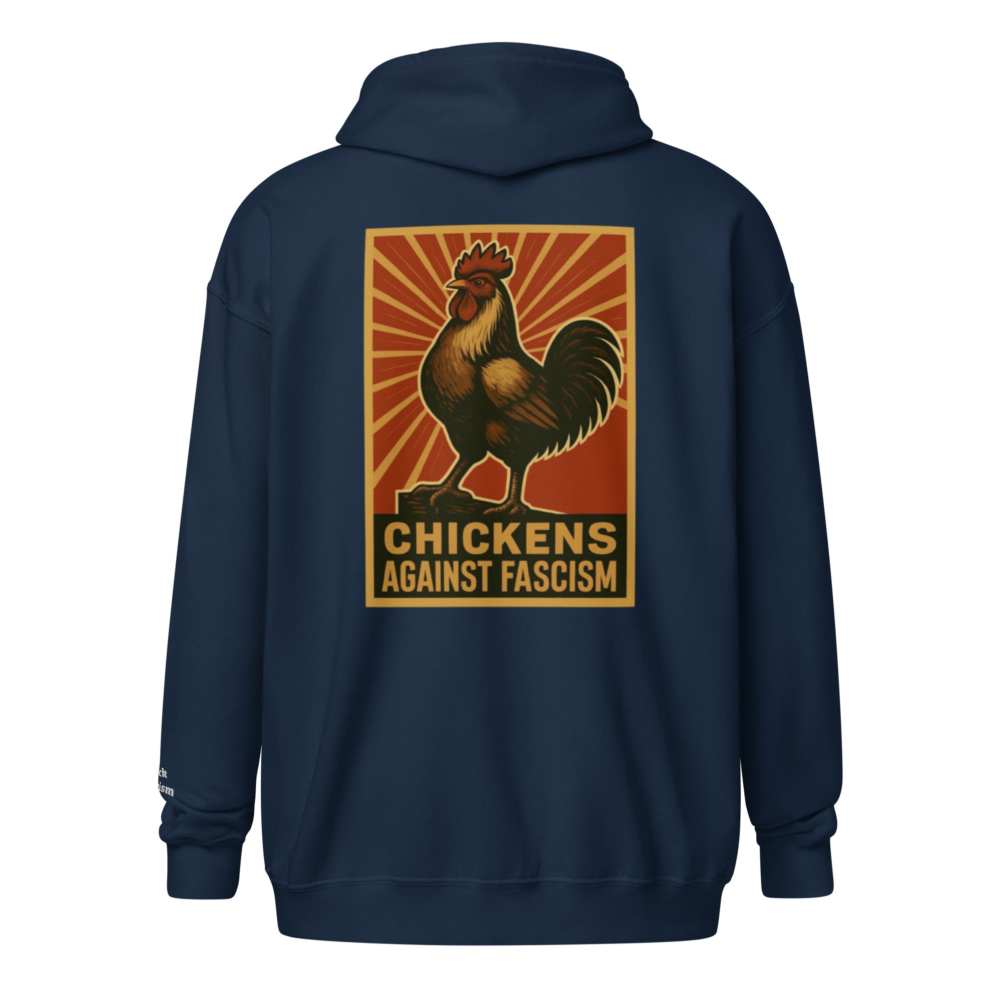 Retro Chickens Against Fascism Unisex heavy blend zip Bunny Hug (Hoodie)