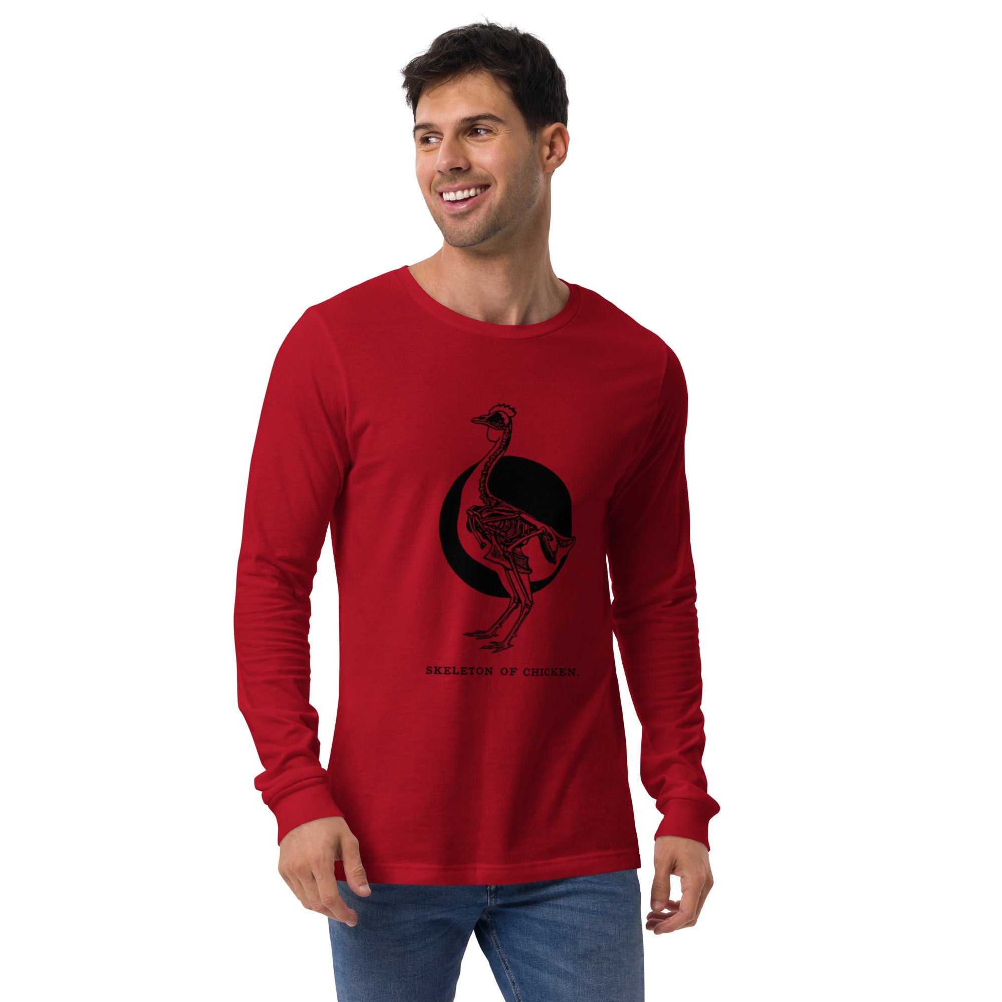 Retro Chicken Skeleton Unisex Long Sleeve Tee