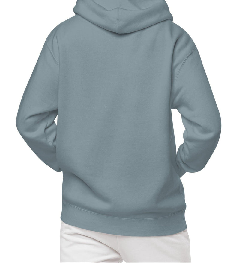 Embroidered Yellow Mockingbird pigment-dyed slate hoodie