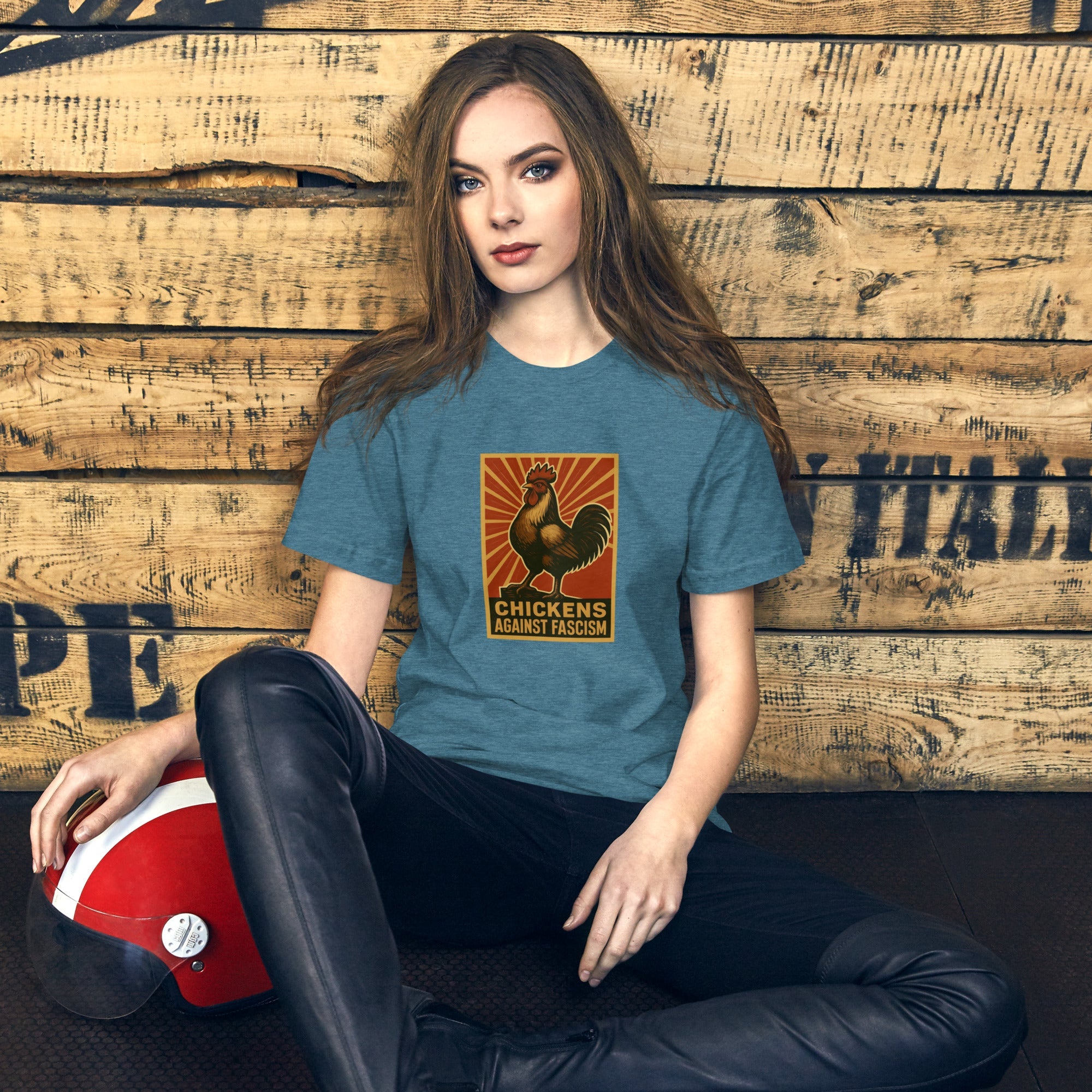 Retro Chickens Against Fascism Unisex t-shirt