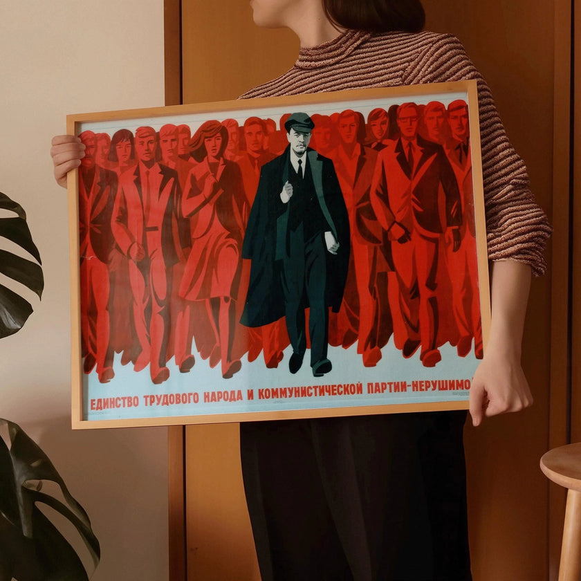 United Behind Lenin ‚Äì Striking Red Soviet Propaganda Poster | Vintage Communist Revolution Print (available handframed or unframed)
