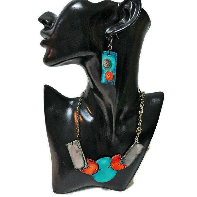 Unusual Mismatched Earrings, Quirky Hand Painted Dangle Earrings