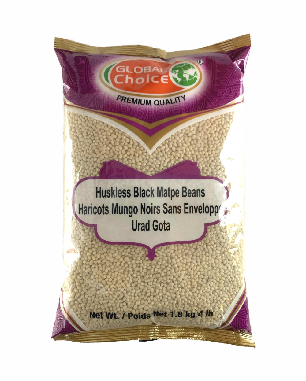 Global Choice Huskless Black Matpe Beans 1.8kg (Urad Gota 4lb)