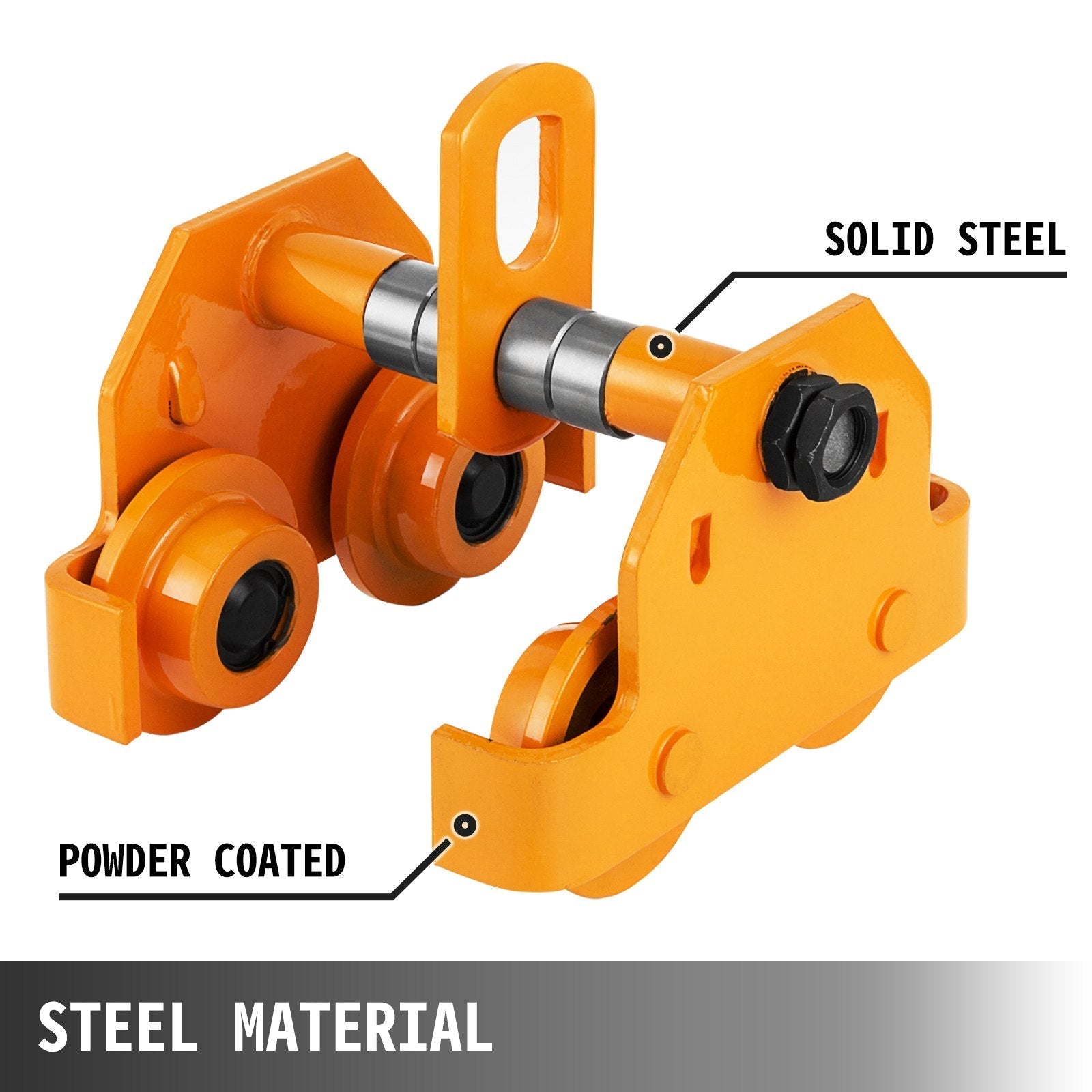 VEVOR 0.5T Push Beam Trolley 1100LBS Capacity Trolley Heavy Duty Dual Wheels Manual Plain Trolley for I Beam Flange 2.5''-5.5''