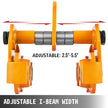VEVOR 0.5T Push Beam Trolley 1100LBS Capacity Trolley Heavy Duty Dual Wheels Manual Plain Trolley for I Beam Flange 2.5''-5.5''