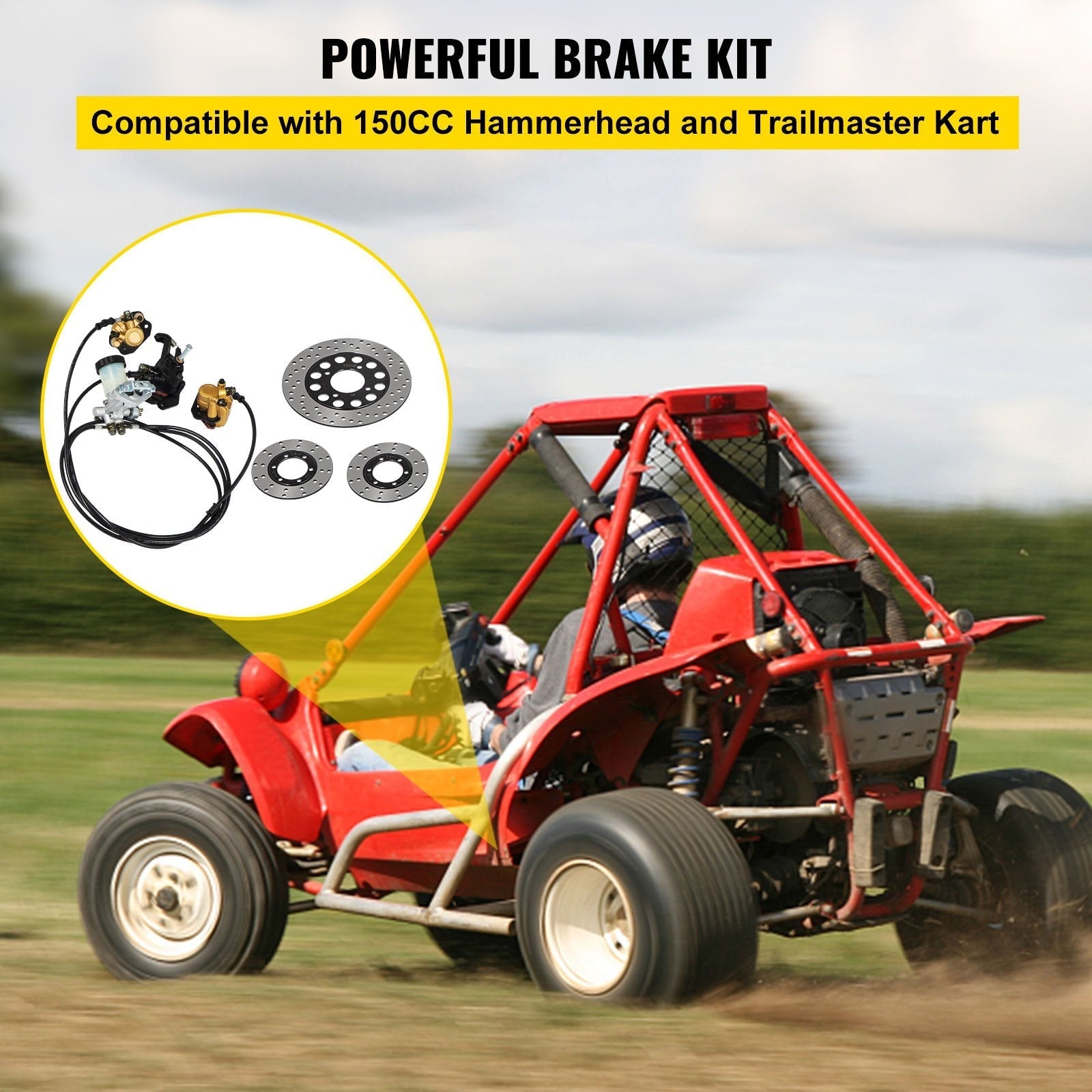 VEVOR GO-Kart Brake Master Cylinder Kit for 150cc Go Kart Hydraulic Brake Kit Universal Go Karts Brake Kit Kandi Complete Including Master Cylinder, Hose, Caliper