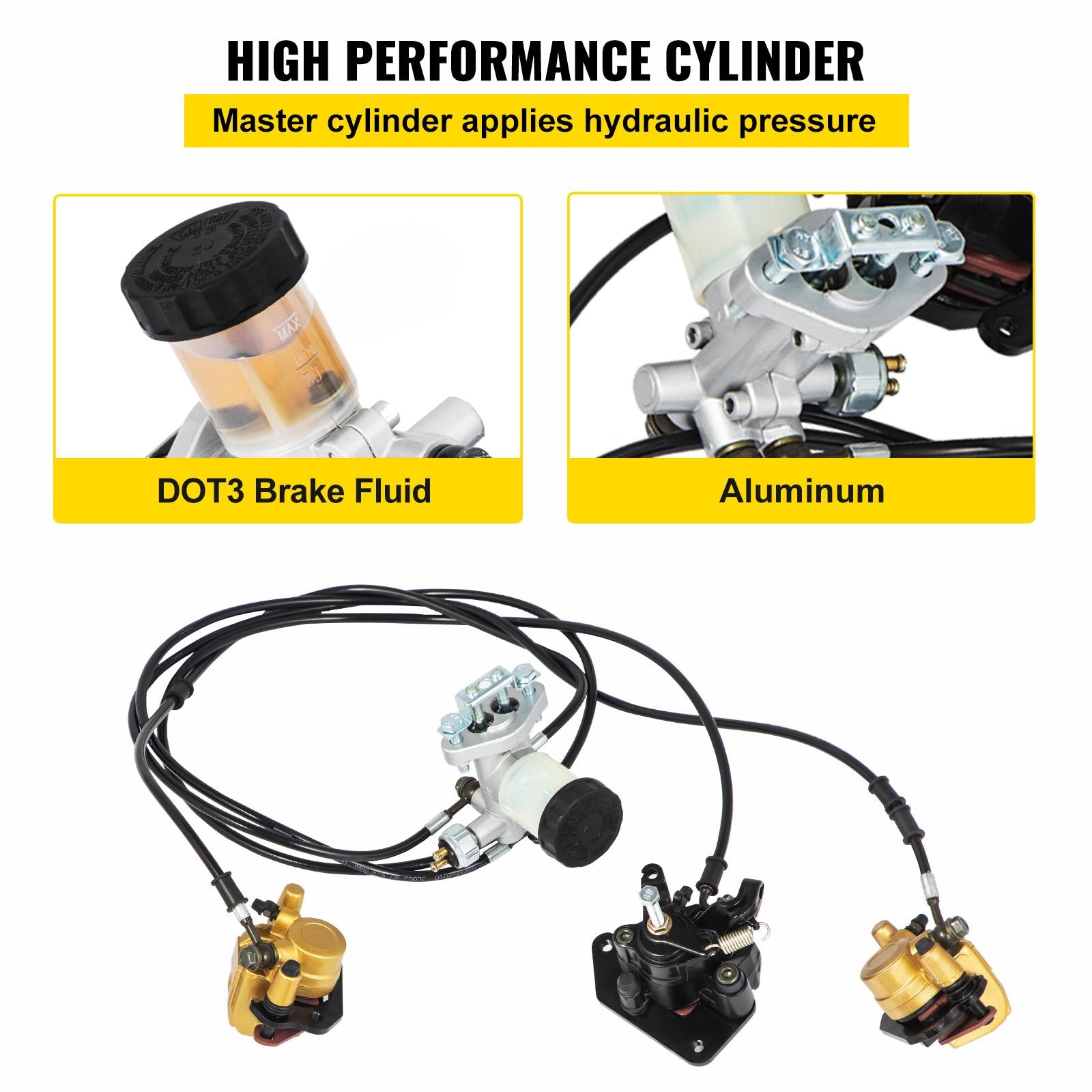 VEVOR GO-Kart Brake Master Cylinder Kit for 150cc Go Kart Hydraulic Brake Kit Universal Go Karts Brake Kit Kandi Complete Including Master Cylinder, Hose, Caliper