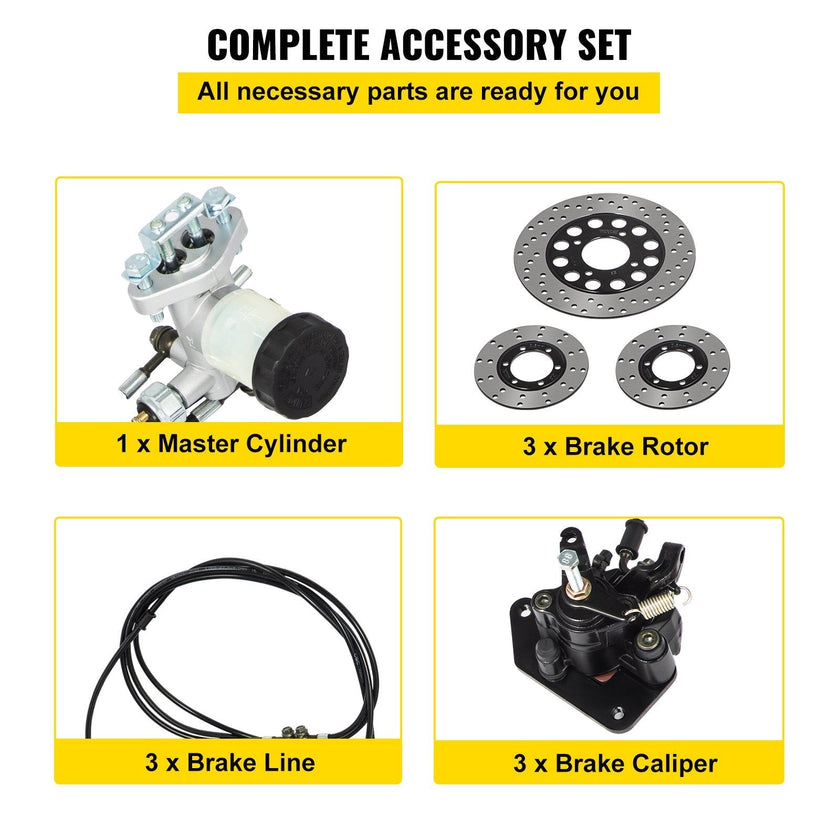 VEVOR GO-Kart Brake Master Cylinder Kit for 150cc Go Kart Hydraulic Brake Kit Universal Go Karts Brake Kit Kandi Complete Including Master Cylinder, Hose, Caliper
