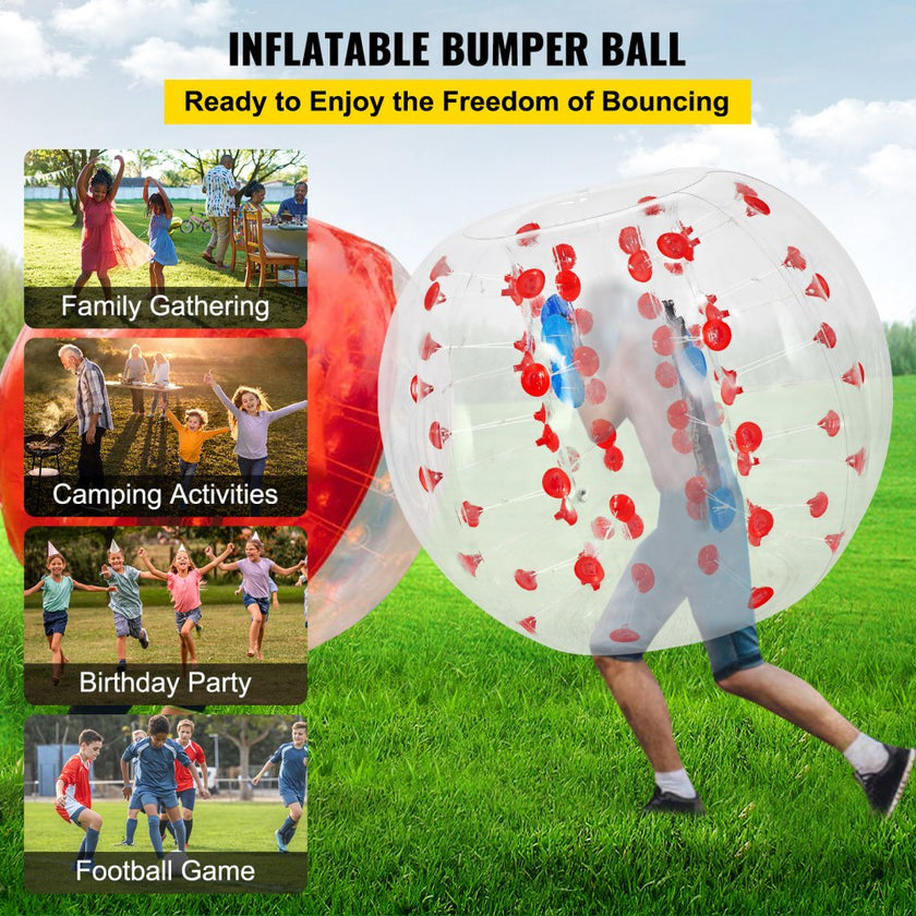 VEVOR Inflatable Bumper Ball 4 FT / 1.2M Diameter, Bubble Soccer Ball, Blow It Up in 5 Min, Inflatable Zorb Ball for Adults or Children (4 FT, Red Dot)