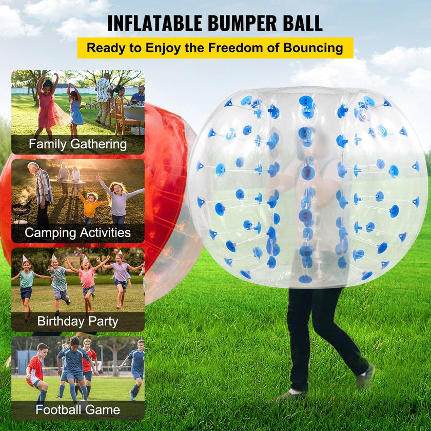 VEVOR Inflatable Bumper Ball 4 FT / 1.2M Diameter, Bubble Soccer Ball, Blow It Up in 5 Min, Inflatable Zorb Ball for Adults or Children (4 FT, Blue Dot)