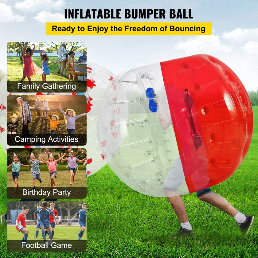 VEVOR Inflatable Bumper Ball 5 FT / 1.5M Diameter, Bubble Soccer Ball, Blow It Up in 5 Min, Inflatable Zorb Ball for Adults or Children (5 FT, Red)