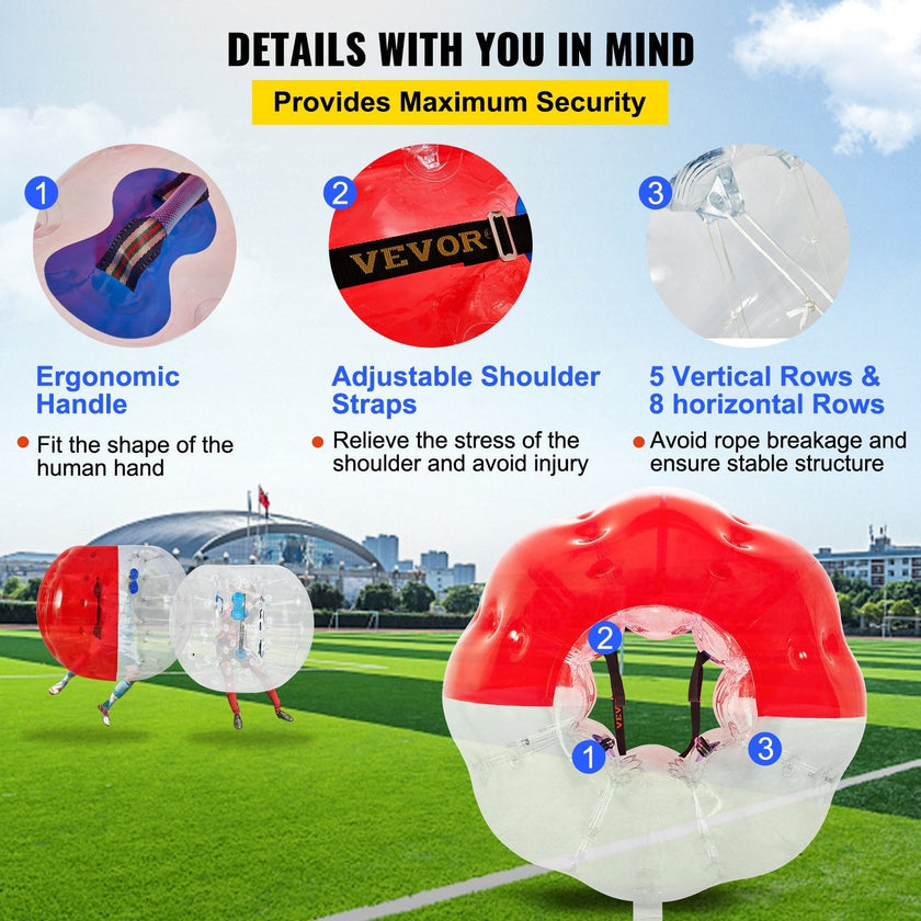 VEVOR Inflatable Bumper Ball 5 FT / 1.5M Diameter, Bubble Soccer Ball, Blow It Up in 5 Min, Inflatable Zorb Ball for Adults or Children (5 FT, Red)