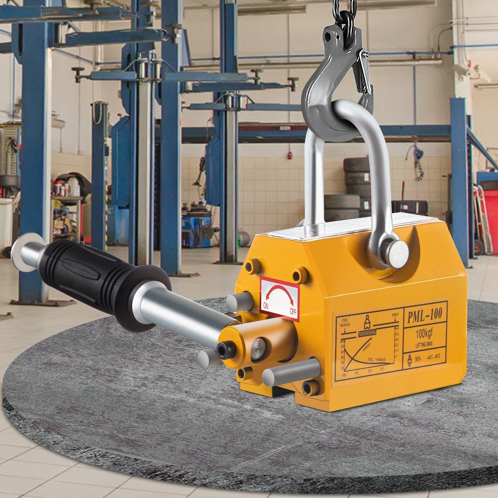 VEVOR Magnetic Lifter, 220lbs Pulling Capacity Steel Lifting Magnet, 100KG Permanent Lift Hoist Shop Crane with Handle, Heavy Duty Metal Lifting Magnet for Material Lifting Equipment