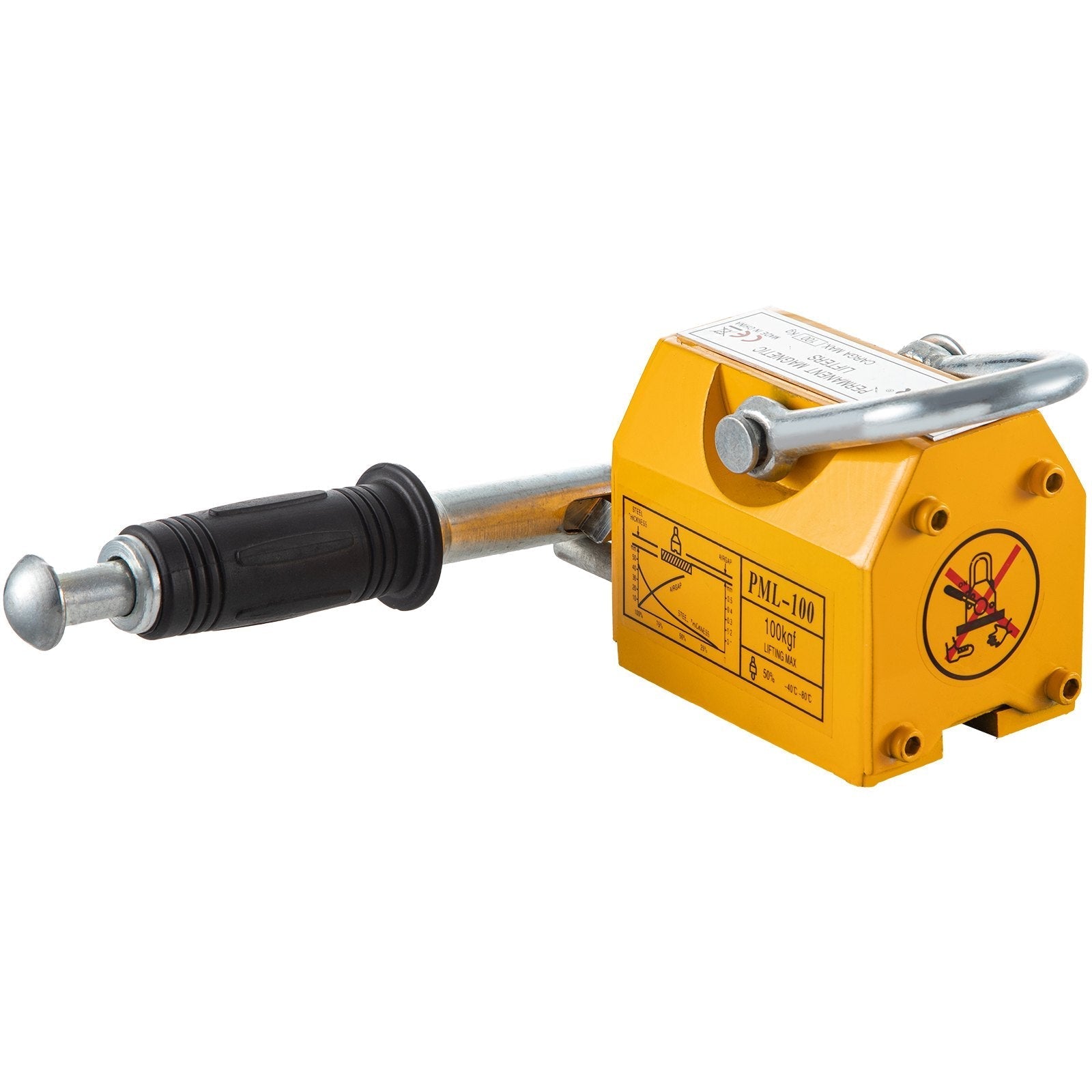 VEVOR Magnetic Lifter, 220lbs Pulling Capacity Steel Lifting Magnet, 100KG Permanent Lift Hoist Shop Crane with Handle, Heavy Duty Metal Lifting Magnet for Material Lifting Equipment