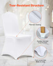 VEVOR Stretch Spandex Folding Chair Covers, Universal Fitted Chair Cover, Removable Washable Protective Slipcovers, for Wedding, Holiday, Banquet, Party, Celebration, Dining (100PCS White)
