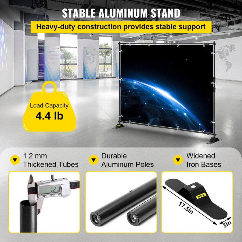 VEVOR 10 x 8 Ft Backdrop Banner Stand Adjustable Height and Width Newest Step and Repeat for Trade Show Wall Exhibitor Photo Booth Background