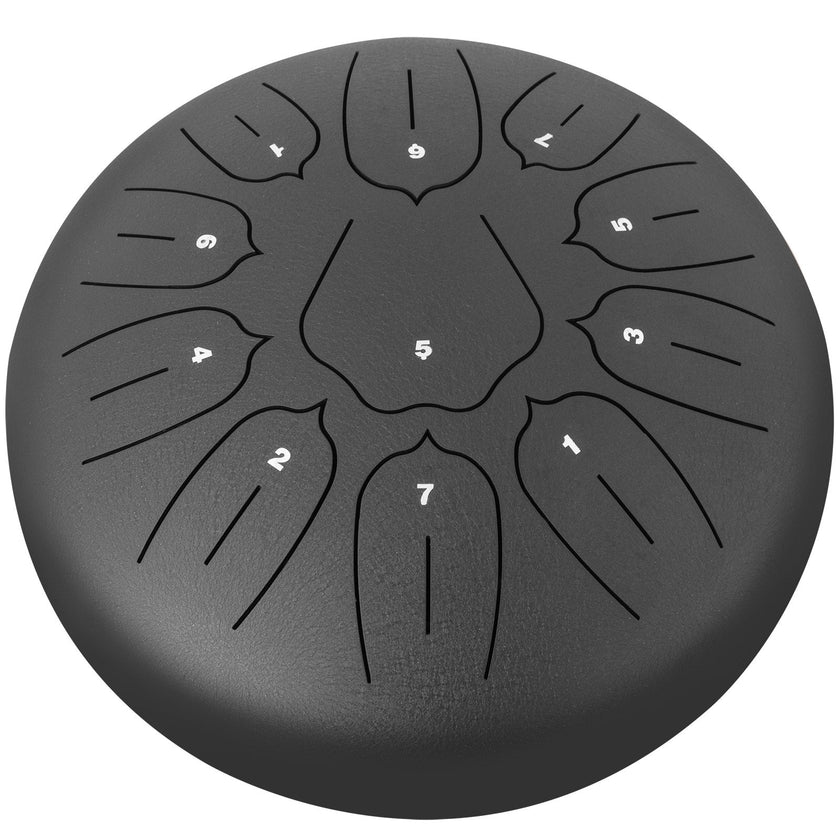 VEVOR Steel Tongue Drum 11 Notes 10 Inches Dia Tongue Drum Black Handpan Drum Notes Percussion Instrument Steel Drums Instruments with Bag, Book, Mallets, Mallet Bracket