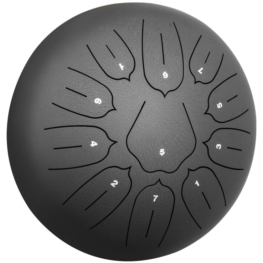 VEVOR Steel Tongue Drum 11 Notes 10 Inches Dia Tongue Drum Black Handpan Drum Notes Percussion Instrument Steel Drums Instruments with Bag, Book, Mallets, Mallet Bracket
