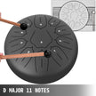 VEVOR Steel Tongue Drum 11 Notes 10 Inches Dia Tongue Drum Black Handpan Drum Notes Percussion Instrument Steel Drums Instruments with Bag, Book, Mallets, Mallet Bracket