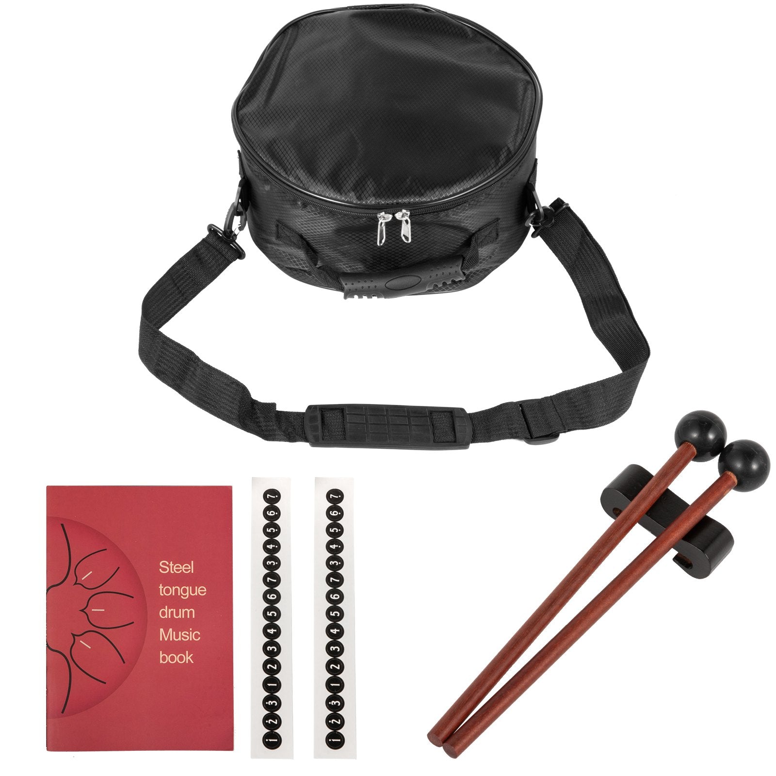 VEVOR Steel Tongue Drum 11 Notes 10 Inches Dia Tongue Drum Black Handpan Drum Notes Percussion Instrument Steel Drums Instruments with Bag, Book, Mallets, Mallet Bracket