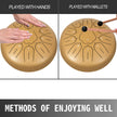 VEVOR Steel Tongue Drum 11 Notes 10 Inches Dia Lotus type Tongue Drum Golden Handpan Drum Notes Percussion Instrument Steel Drums Instruments with Bag, Music Book, Mallets, Mallet Bracket