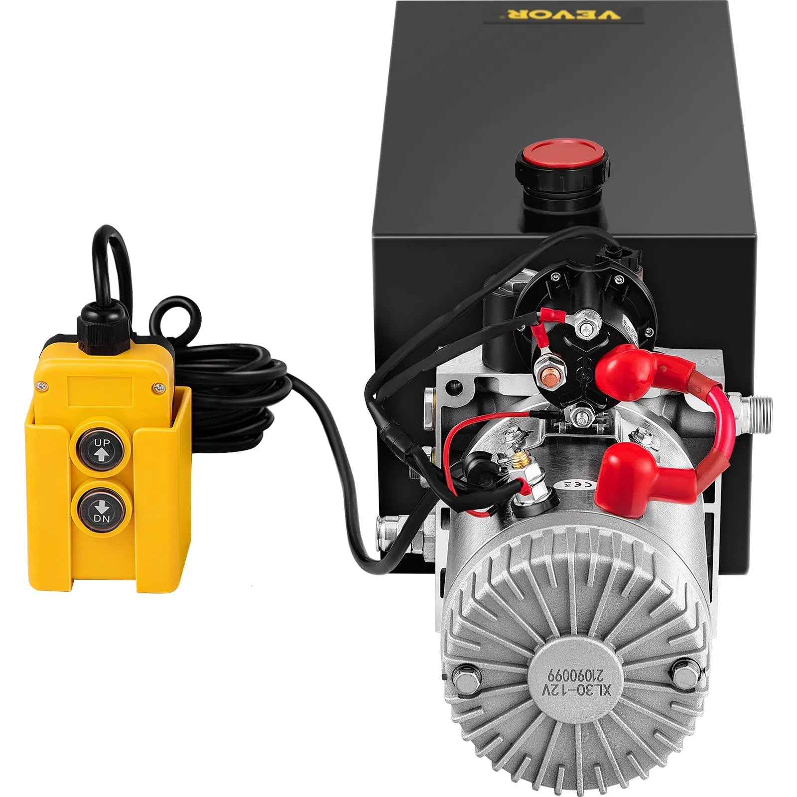 VEVOR Hydraulic Pump, 10 Quart Hydraulic Power Unit, Single Acting Hydraulic Pump, 12V DC Hydraulic Pump (Steel Reservoir, Single Acting, 3200 PSI) w/SAE#6 Connector for Dump Trailer Car Lifting