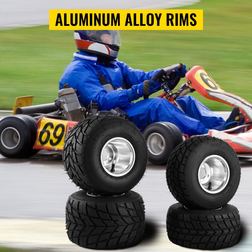 VEVOR Go Kart Tires and Rims 4pcs, Go Cart Wheels and Tires 10