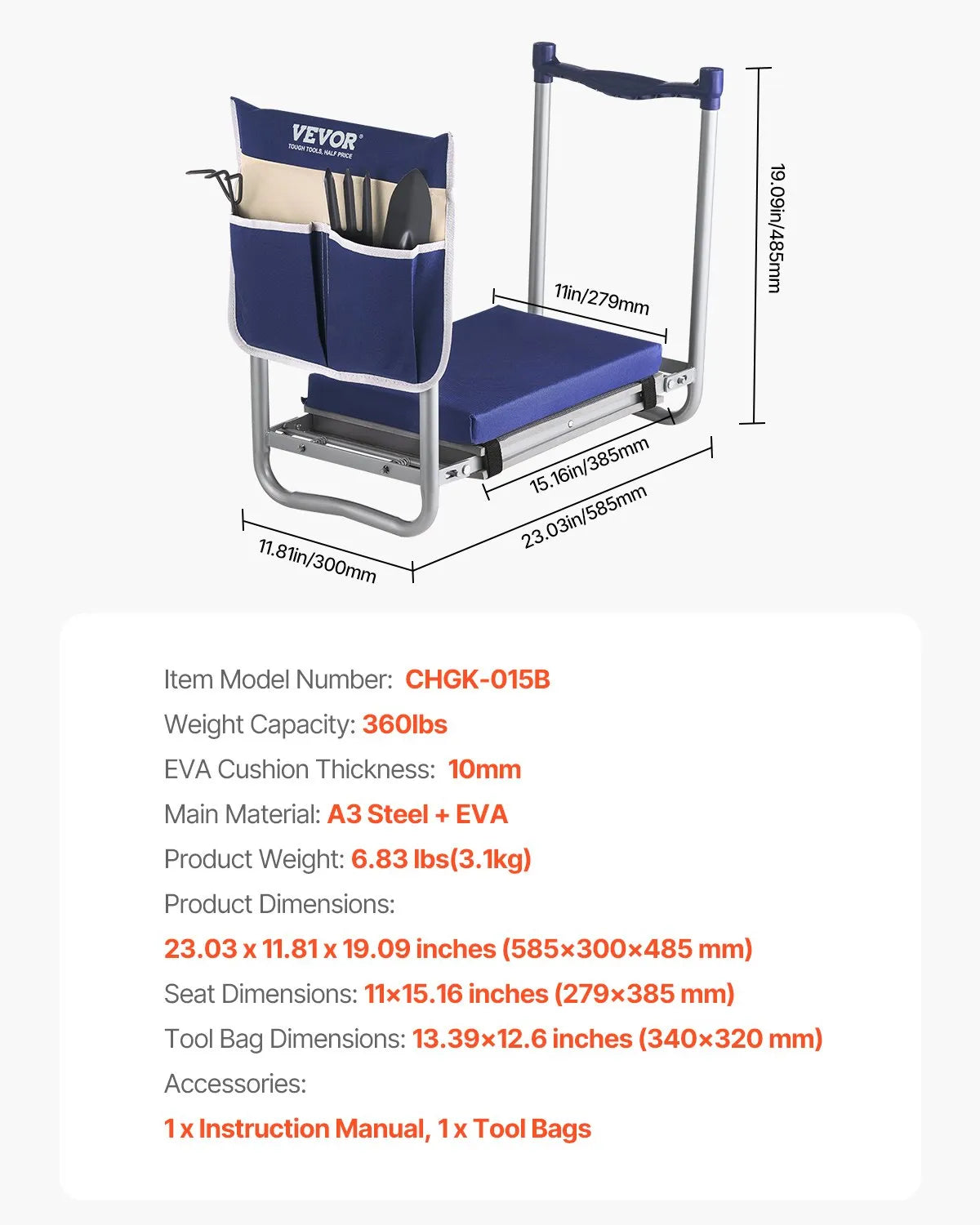 VEVOR Garden Kneeler and Seat 11