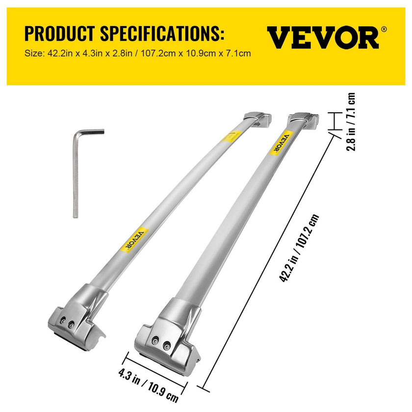 VEVOR Roof Rack Rail Cross Bar Fit for Jeep Grand Cherokee 2011-2018 Silver Set Carrier Baggage 165LBS Top Luggage Pair Durable Storage Cross Bar Roof Rails Stainless Steel