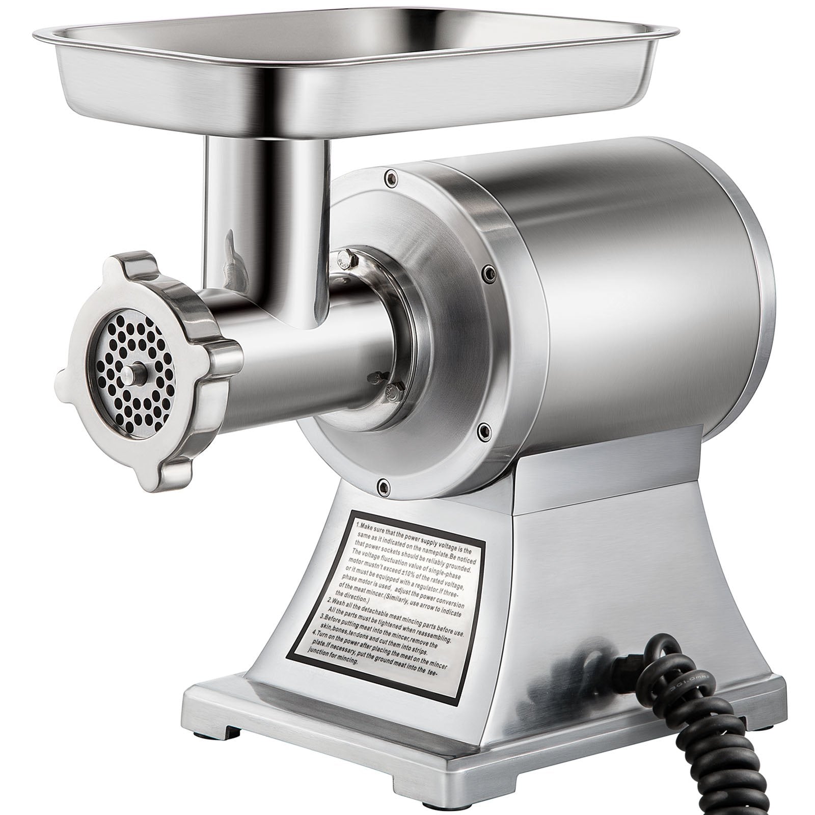 VEVOR 1.5HP 1100W Meat Grinder Stainless Steel 220 RPM Electric Meat Grinder Commercial Grinder for Industrial and Home Use