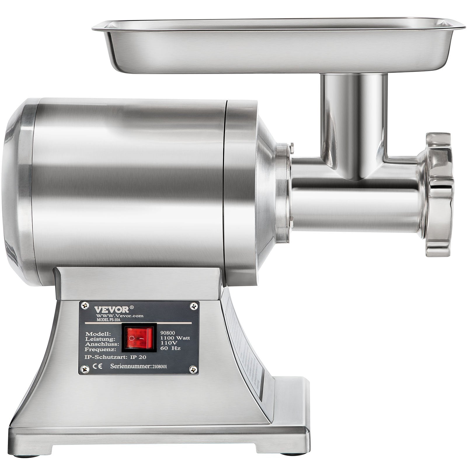 VEVOR 1.5HP 1100W Meat Grinder Stainless Steel 220 RPM Electric Meat Grinder Commercial Grinder for Industrial and Home Use