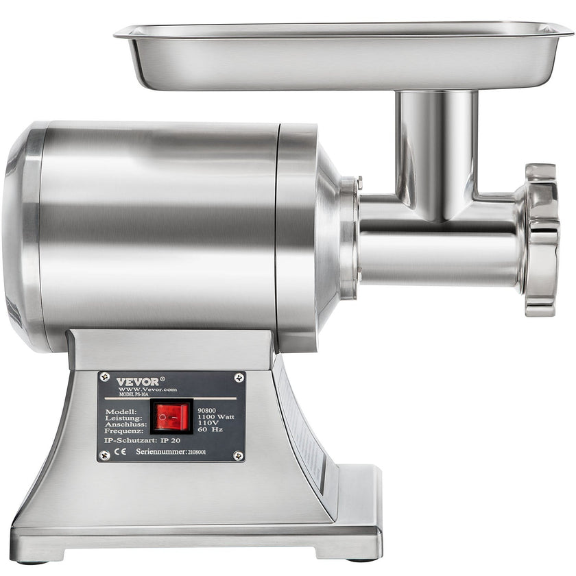 VEVOR 1.5HP 1100W Meat Grinder Stainless Steel 220 RPM Electric Meat Grinder Commercial Grinder for Industrial and Home Use