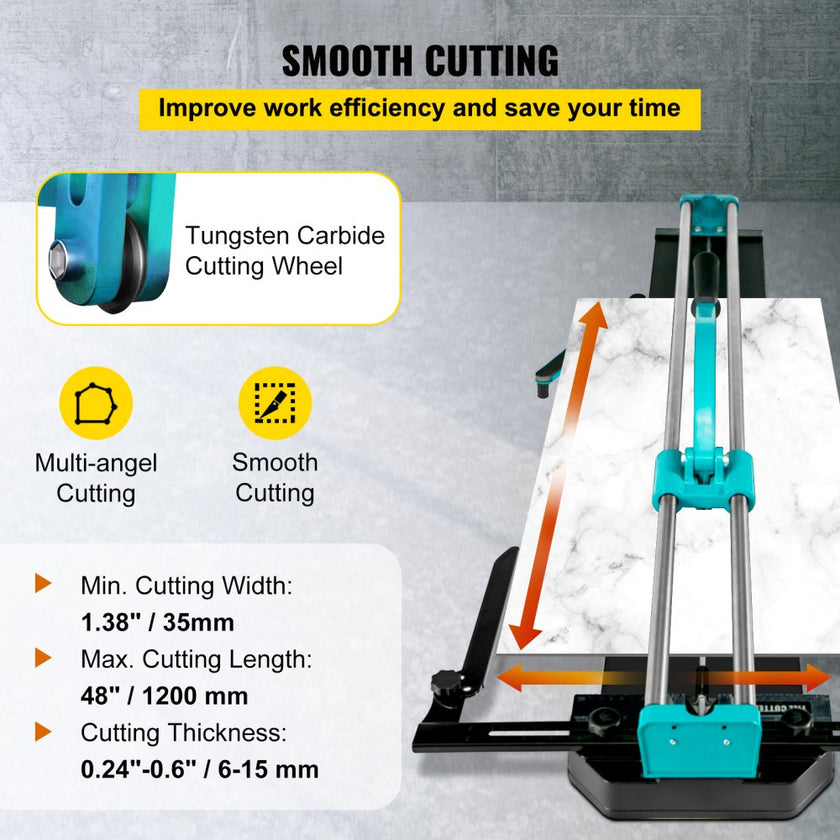 VEVOR Manual Tile Cutter 47 Inch Tile Cutter Machine for Large Tiles Handyman Ceramic Adjustable Professional Manual Tile Cutter Hand Tool (47 Inch)