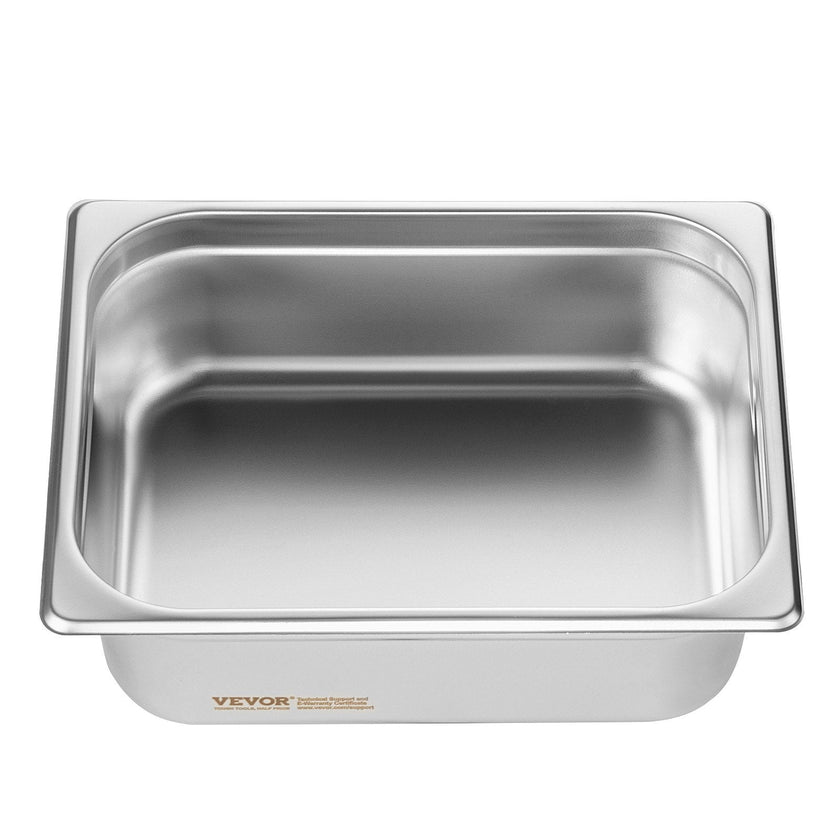 VEVOR 8 Pack Hotel Pans, 1/2 Size Anti-Jam Steam Pan with Lid, 0.8mm Thick Stainless Steel Steam Table Pan, 4-Inch Deep Commercial Table Pan, Catering Storage Food Pan, for Industrial & Scientific
