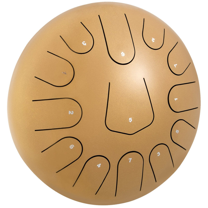 VEVOR Steel Drum 13 Notes Percussion Instrument 12 Inches Tongue Drum, Steel Tongue Drum, Steel Drums Instruments With Bag, Book, Mallets, Mallet Bracket, Hang Pan Drum Instrument, Golden