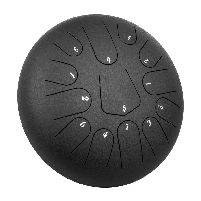 VEVOR Steel Drum, 13 Notes Percussion Instrument, 12 Inches Tongue Drum, Steel Tongue Drum, Steel Drums Instruments With Bag, Book, Mallets, Mallet Bracket, Hang Pan Drum Instrument, Black