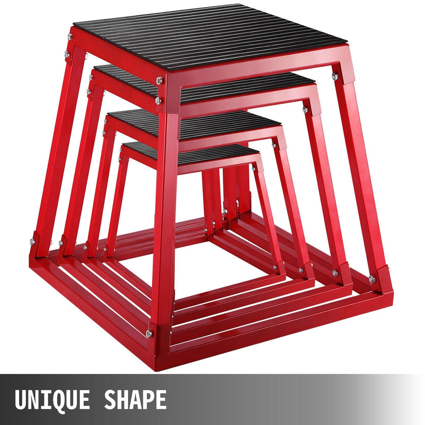 VEVOR Plyometric Box Set?12 Inch Plyometric Platform and Jumping Agility Box Set,Red Plyometric Platform ,for Jump Exercise Fit Training & Crossfit & Conditioning